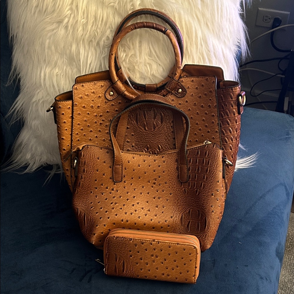 Elegant Brown Women's Bag Set